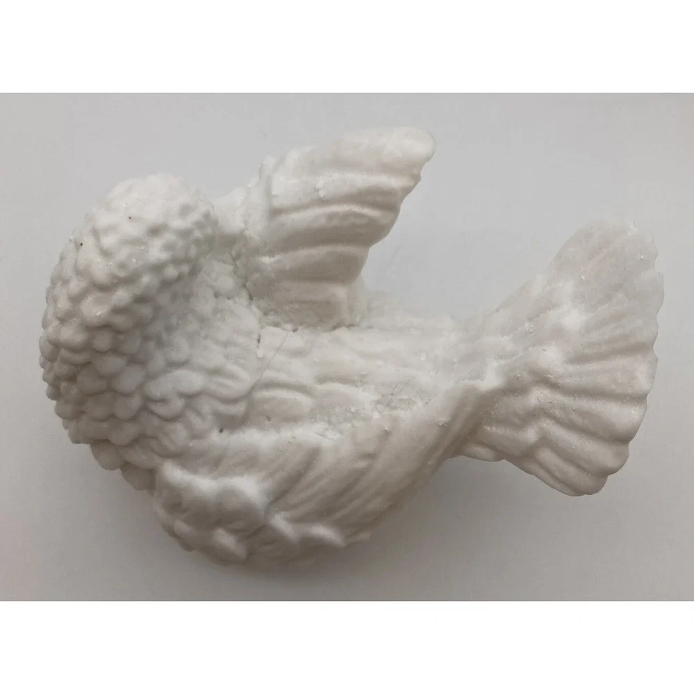 Pair Of White Bisque Italian Made White Doves Textured